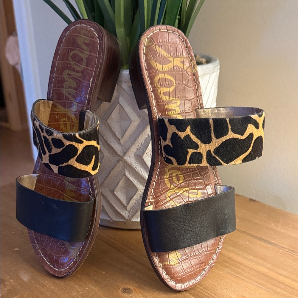 Sam Edelman Leopard and Black Sandals